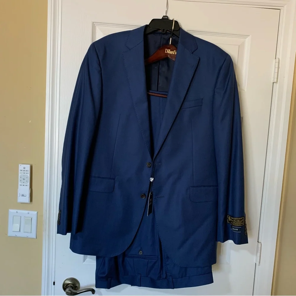 NWT Daniel Cremieux 2-Piece Navy‎ Blue 100% Wool Suit Size 44x38L Office Formal
